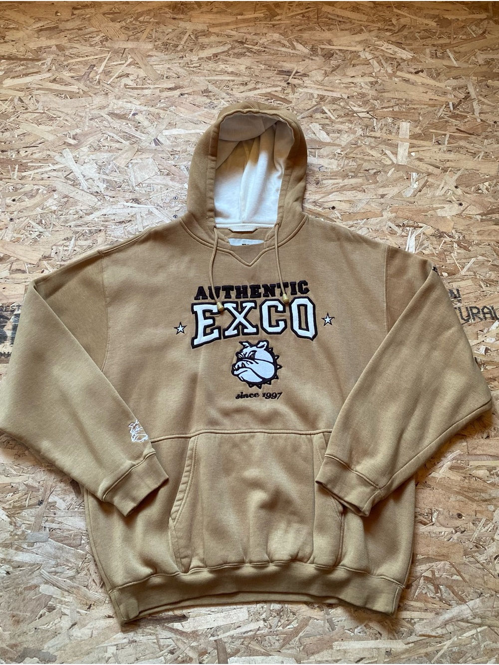 Exco Authentic Y2K Men's Hooded Sweatshirt in Tan